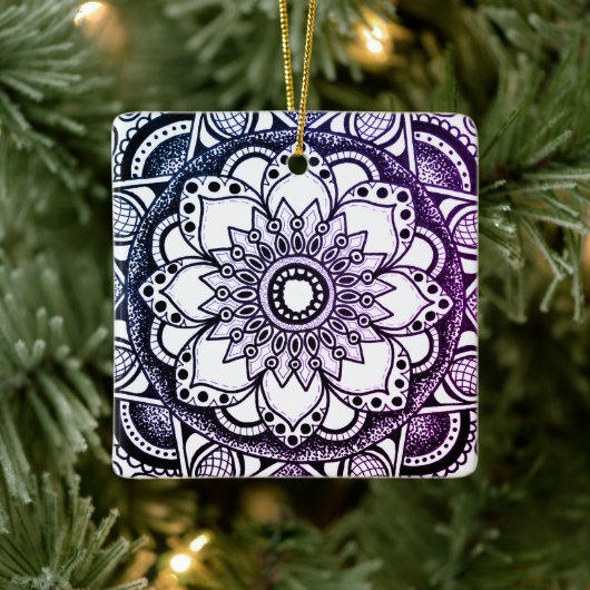 Paars en blauw Mandala Art Ornament (Boom)