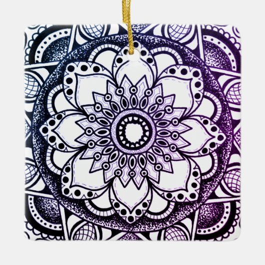 Paars en blauw Mandala Art Ornament (Voorkant)