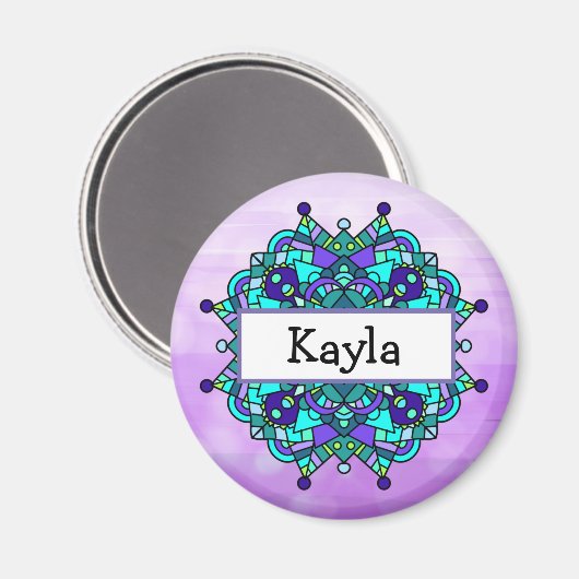  Paars en blauw Mandala Magneet (Voorkant / Achterkant)