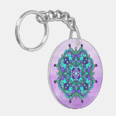 Paars en blauw Mandala Sleutelhanger (Voorkant Links)