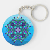 Paars en blauw Mandala Sleutelhanger (Achterkant)