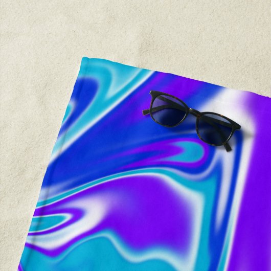 Paars en blauw marmerontwerp, strandlaken (In situ)