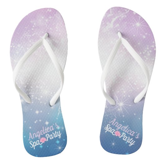 Paars en blauw met witte Sparks| Roze Spa Flower Teenslippers (Voetbed)