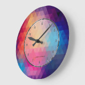 Paars en blauw modern geometrisch patroon grote klok (Hoek)