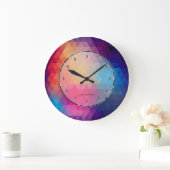 Paars en blauw modern geometrisch patroon grote klok (Huis)
