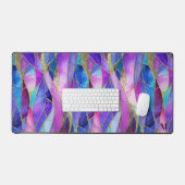 Paars en blauw mozaïekpatroon van gebrandschilderd bureaumat (Keyboard & Muis)