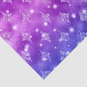 Paars en blauw ombre Glitter Celestial Pattern Tissuepapier (Detail)