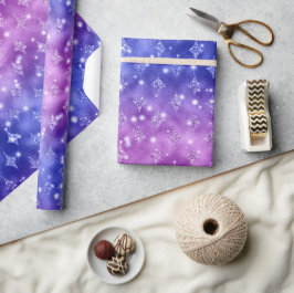 Paars en Blauw Ombre Glitter Hemels Patroon Cadeaupapier