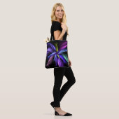 Paars en blauw ontwerp tote bag (Op model)
