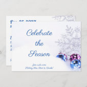 Paars en blauw Ornament en Snowflake Kaart (Voorkant / Achterkant)