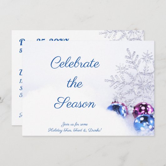 Paars en blauw Ornament en Snowflake Kaart (Voorkant / Achterkant)