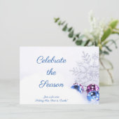 Paars en blauw Ornament en Snowflake Kaart (Staand voorkant)