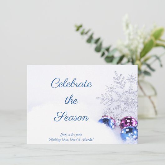 Paars en blauw Ornament en Snowflake Kaart (Staand voorkant)