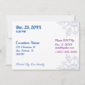 Paars en blauw Ornament en Snowflake Kaart (Achterkant)