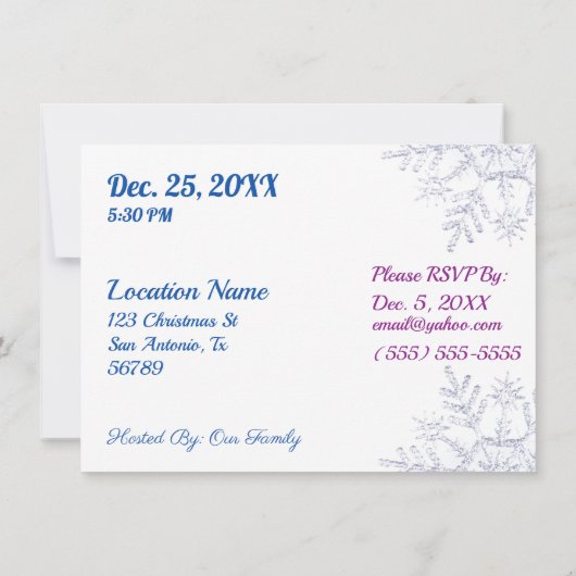 Paars en blauw Ornament en Snowflake Kaart (Achterkant)