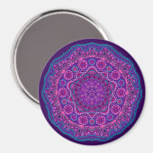 Paars en blauw Paisley Mandala Magneet (Voorkant / Achterkant)