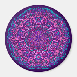 Paars en blauw Paisley Mandala Magneet