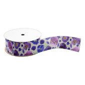 Paars en blauw Pansy Print Ribbon Grosgrain Lint (Spoel)