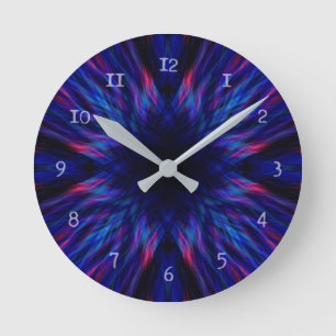 Paars en blauw patroon ronde klok