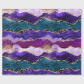 Paars en blauw Peacock Faux Glitter Agate Cadeaupapier (Vlak)