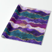 Paars en blauw Peacock Faux Glitter Agate Cadeaupapier (Uitgerold)