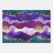 Paars en blauw Peacock Faux Glitter Agate Inpakpapier Vel (Voorkant 3)