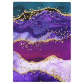 Paars en blauw Peacock Faux Glitter Agate Klembord (Achterkant)