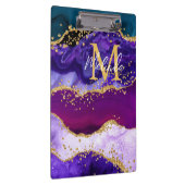 Paars en blauw Peacock Faux Glitter Agate Klembord (Rechts)