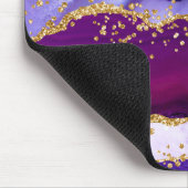 Paars en blauw Peacock Faux Glitter Agate Muismat (Hoek)