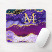 Paars en blauw Peacock Faux Glitter Agate Muismat (Met muis)