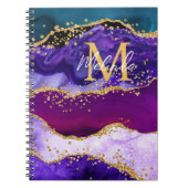 Paars en blauw Peacock Faux Glitter Agate Notitieboek (Voorkant)