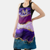 Paars en blauw Peacock Faux Glitter Agate Schort (Insitu)