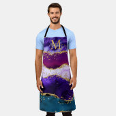 Paars en blauw Peacock Faux Glitter Agate Schort (Gedragen)