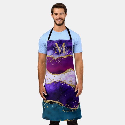 Paars en blauw Peacock Faux Glitter Agate Schort (Gedragen)