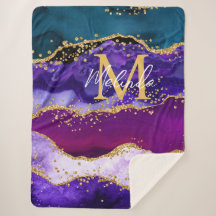 Paars en blauw Peacock Faux Glitter Agate