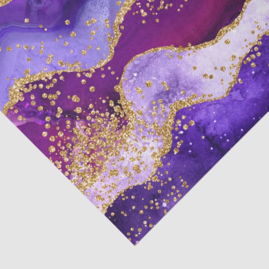 Paars en blauw Peacock Faux Glitter Agate Tissuepapier (Detail)