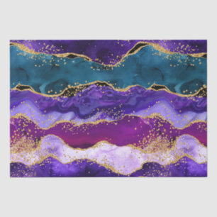 Paars en blauw Peacock Faux Glitter Agate Tissuepapier