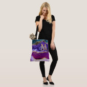 Paars en blauw Peacock Faux Glitter Agate Tote Bag (Op model)