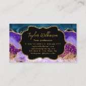 Paars en blauw Peacock Faux Glitter Agate Visitekaartje (Achterkant)