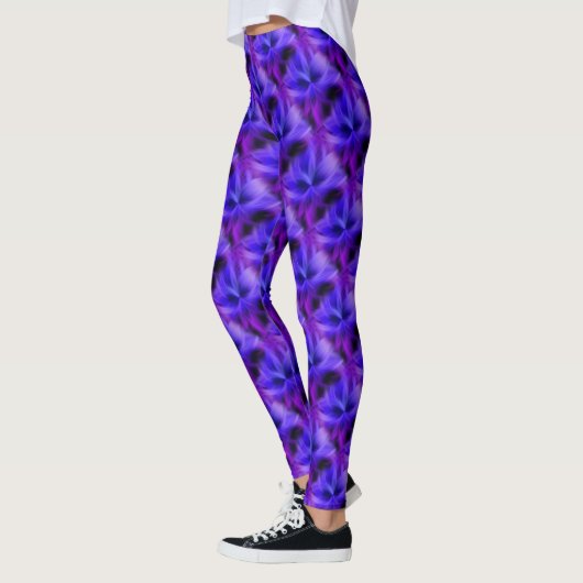 Paars en blauw petroleumether Abstract kunstpatroo Leggings (Links)