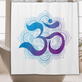 Paars en blauw symbool Mandala Flower White Douchegordijn