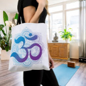 Paars en blauw symbool Mandala Flower White Tote Bag