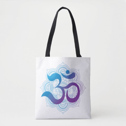 Paars en blauw symbool Mandala Flower White Tote Bag (Voorkant)