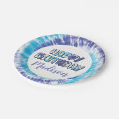Paars en blauw Tie Dye Happy Birthday, elke leefti Papieren Bordje (Gekanteld)
