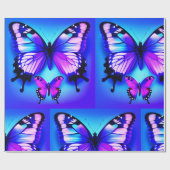 Paars en blauw vlinderontwerp cadeaupapier (Vlak)