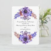 Paars en Blauw Waterverf Bloemendame Van Eer Kaart (Staand voorkant)