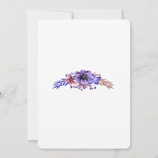 Paars en Blauw Waterverf Bloemendame Van Eer Kaart (Achterkant)