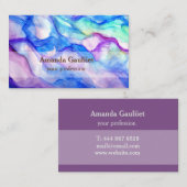 Paars en blauw waterverf Visitekaartje (Voorkant / Achterkant)