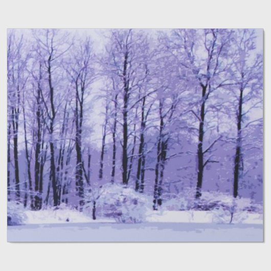 Paars en blauw winterplatform cadeaupapier (Vlak)