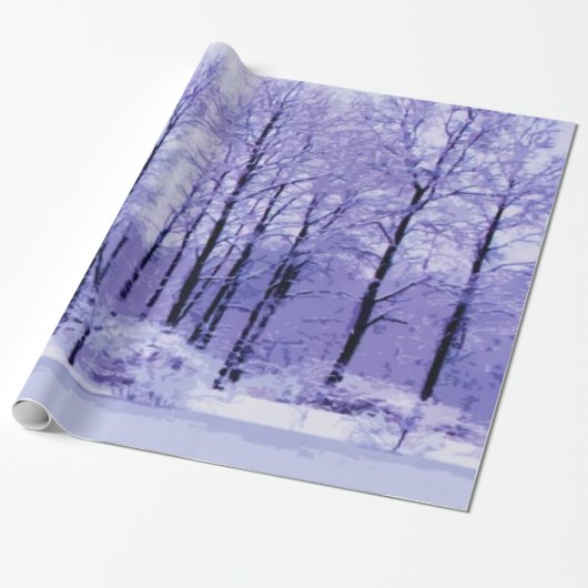Paars en blauw winterplatform cadeaupapier (Uitgerold)